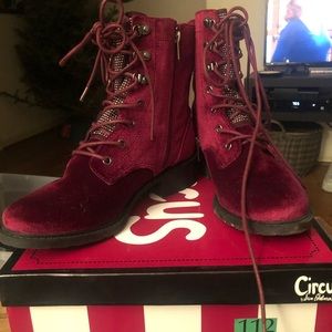Red velvet boots